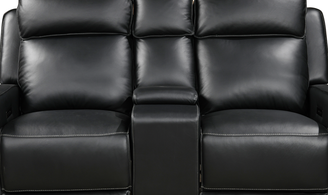Leather Italia Valley Leather Zero Gravity Power Reclining Loveseat with Console - Jennifer Furniture
