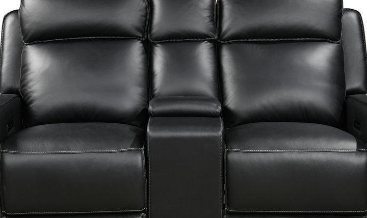 Leather Italia Valley Leather Zero Gravity Power Reclining Loveseat with Console - Jennifer Furniture
