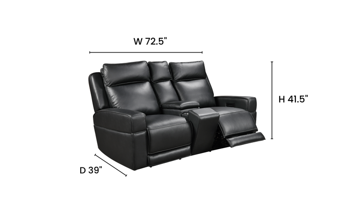 Leather Italia Valley Leather Zero Gravity Power Reclining Loveseat with Console - Jennifer Furniture