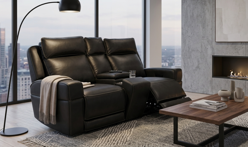 Leather Italia Valley Leather Zero Gravity Power Reclining Loveseat with Console - Jennifer Furniture