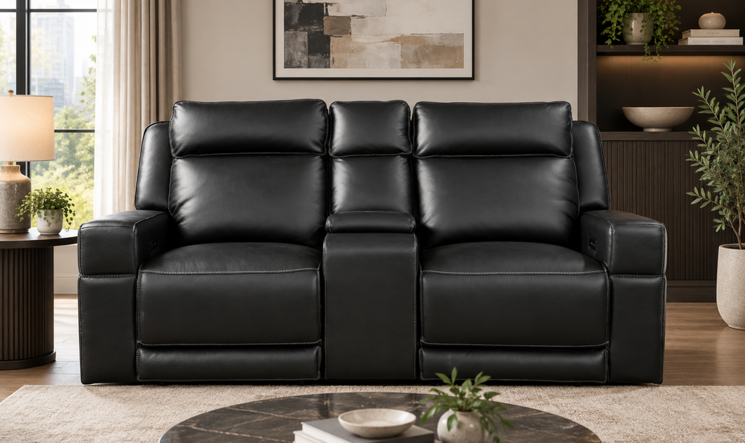 Leather Italia Valley Leather Zero Gravity Power Reclining Loveseat with Console - Jennifer Furniture
