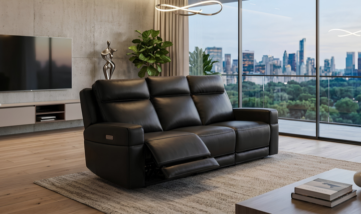 Leather Italia Valley Leather Zero Gravity Power Reclining Sofa - Jennifer Furniture