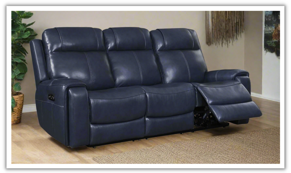 Leather Italia Atlantic 3-Seater Blue Recliner Sofa with Adjustable Footrest-jennifer furniture