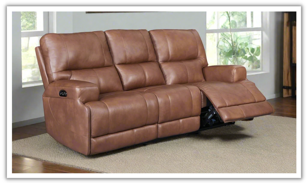 Leather Italia Brimfield 3-Seater Leather Tufted Recliner Sofa in Brown-jennifer furniture