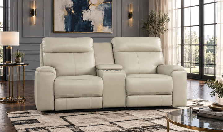 Leather Italia Bryant Leather Power Reclining Loveseat With Console
