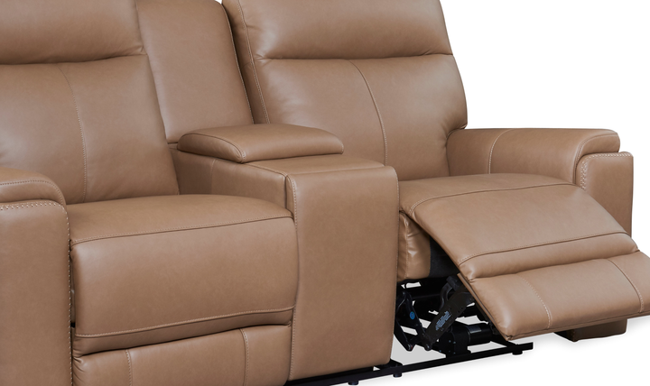 Leather Italia Bryant Leather Power Reclining Loveseat With Console