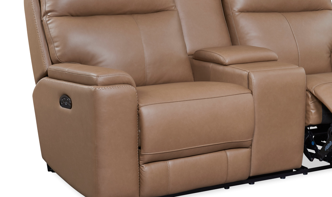 Leather Italia Bryant Leather Power Reclining Loveseat With Console