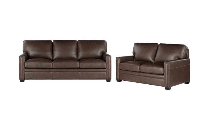 Leather Italia Dalton Brown Leather Living Room Set