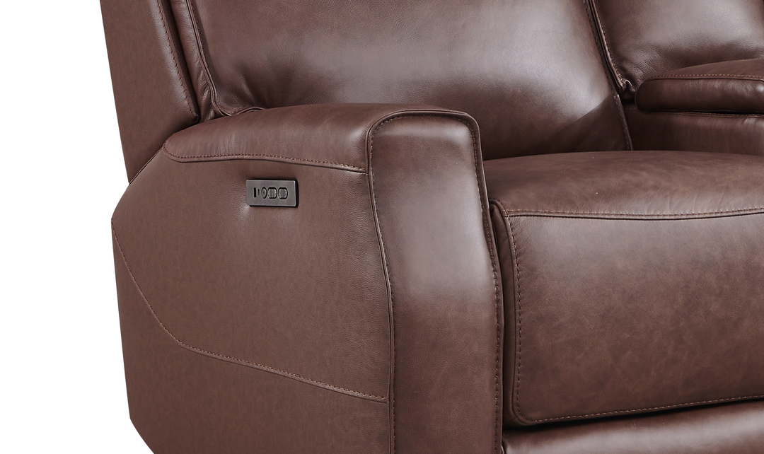 Leather Italia Sydney Leather Zero Gravity Power Reclining Loveseat with Console-Jennifer