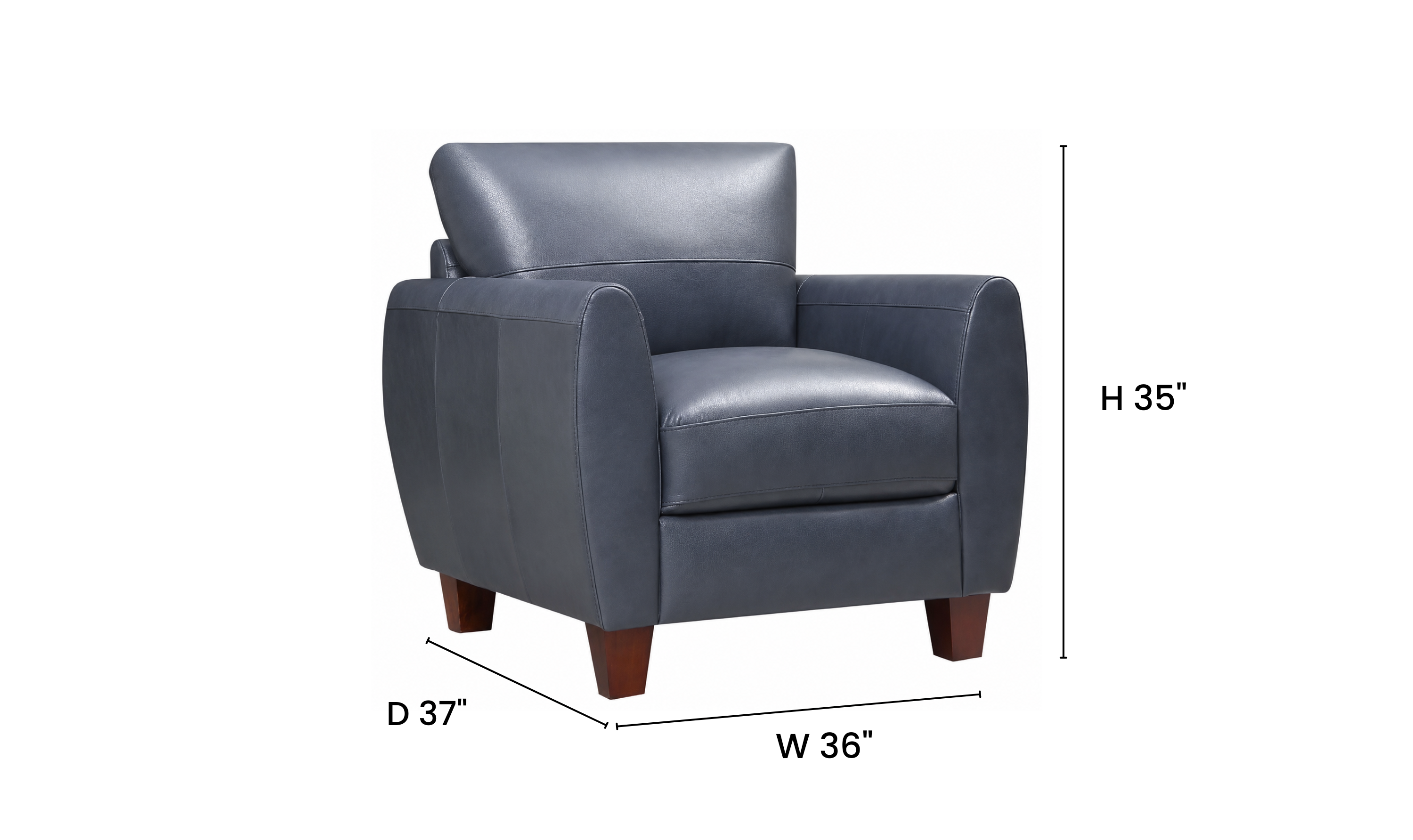 Leather Italia Traverse Leather Chair In Blue - Jennifer Furniture