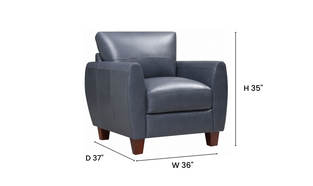 Leather Italia Traverse Leather Chair In Blue - Jennifer Furniture