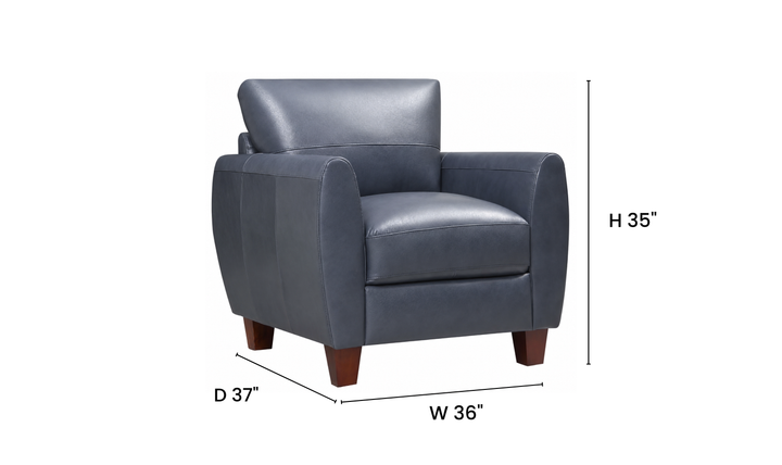 Leather Italia Traverse Leather Chair In Blue - Jennifer Furniture