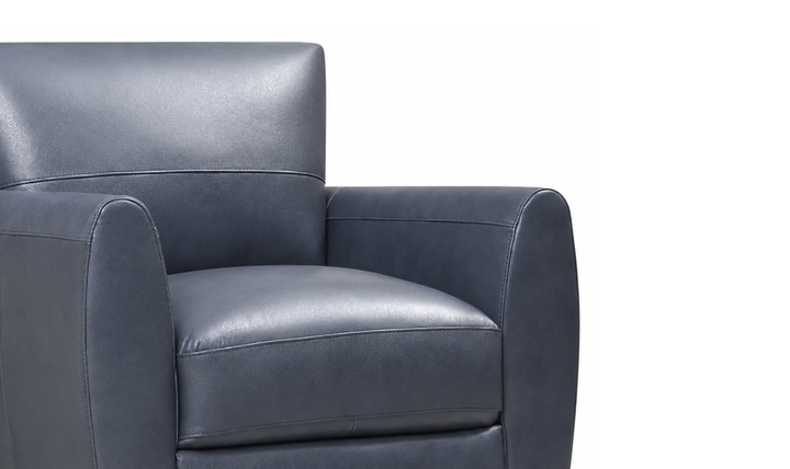 Leather Italia Traverse Leather Chair In Blue - Jennifer Furniture