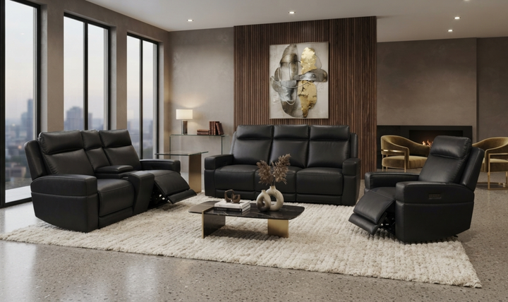 Leather Italia Valley Leather Power Reclining Living Room Set