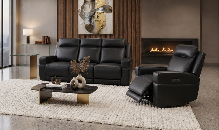 Leather Italia Valley Leather Power Reclining Living Room Set