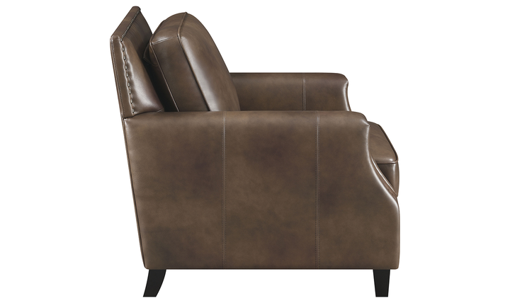 Leaton Upholstered Recessed Arm Chair Brown Sugar