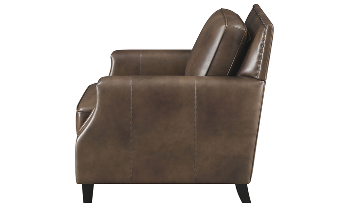 Leaton Upholstered Recessed Arm Chair Brown Sugar