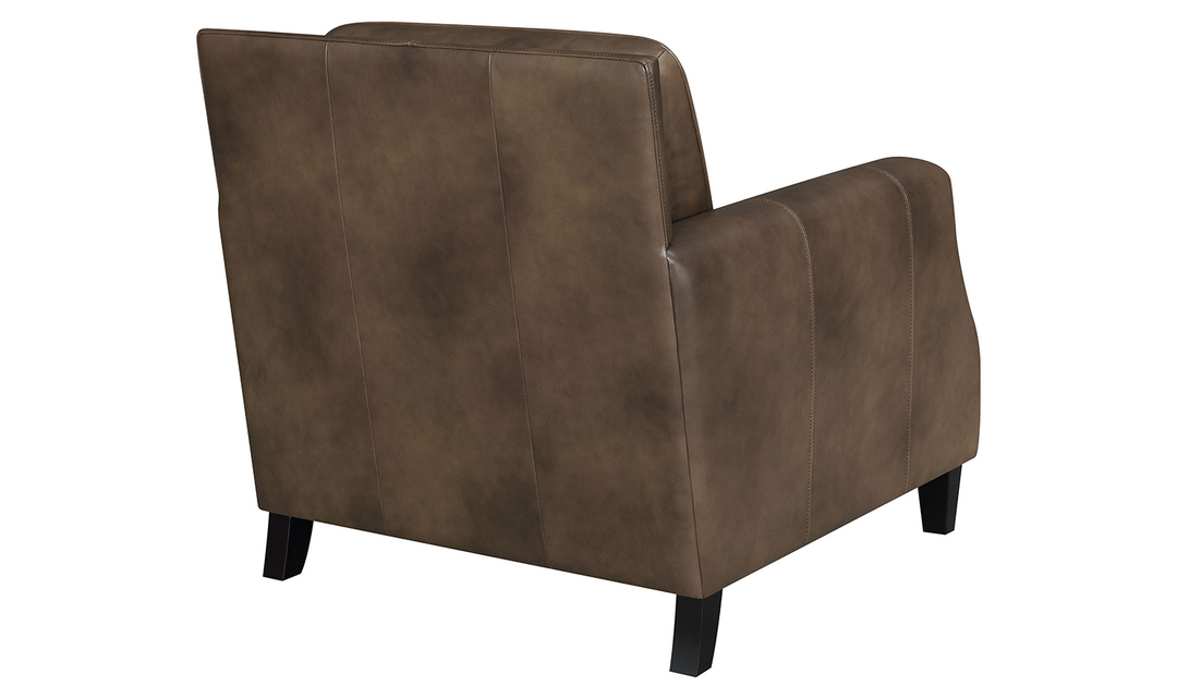 Leaton Upholstered Recessed Arm Chair Brown Sugar