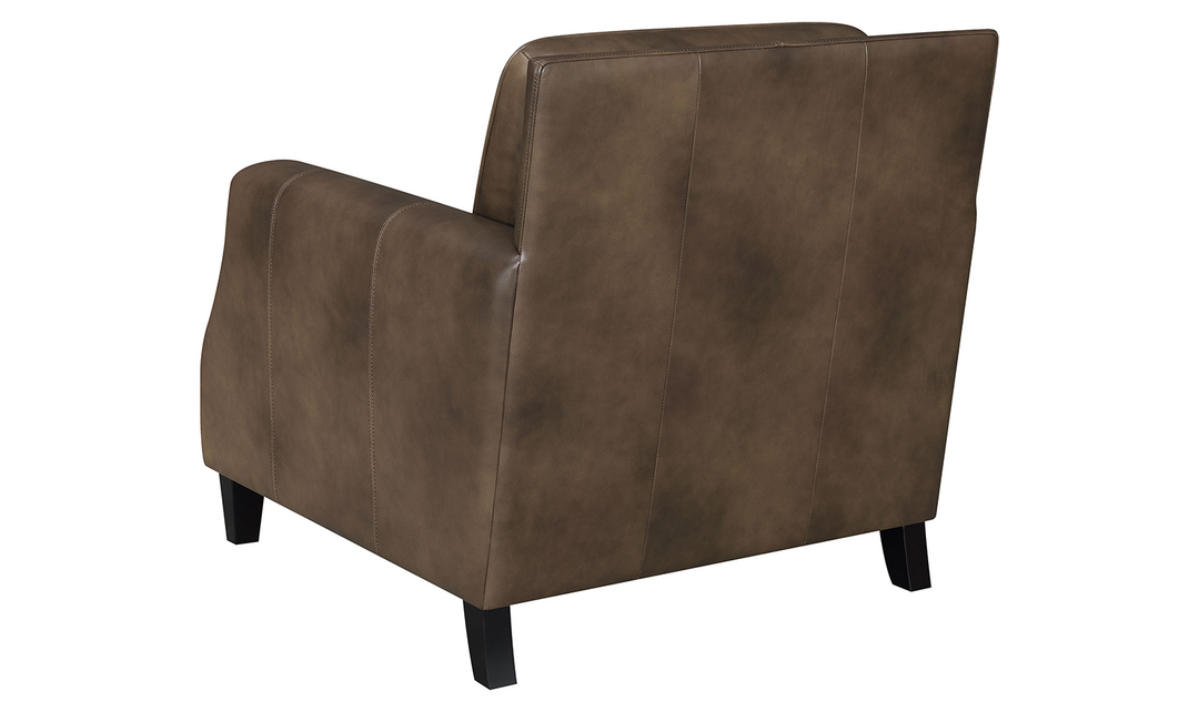 Leaton Upholstered Recessed Arm Chair Brown Sugar