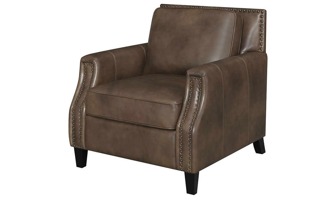 Leaton Upholstered Recessed Arm Chair Brown Sugar