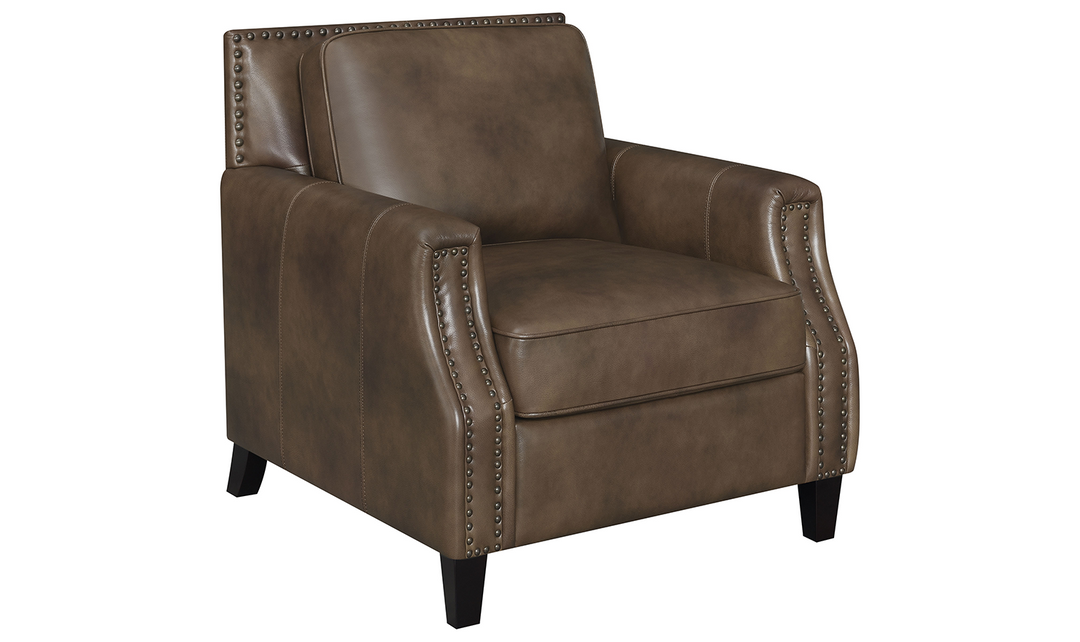 Leaton Upholstered Recessed Arm Chair Brown Sugar