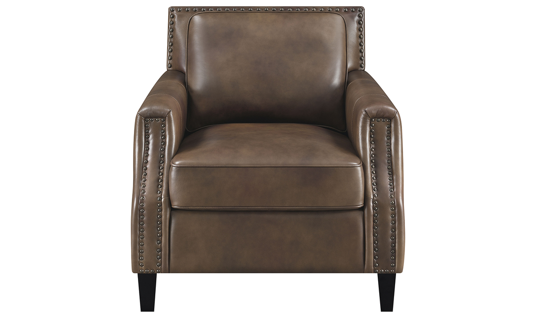 Leaton Upholstered Recessed Arm Chair Brown Sugar