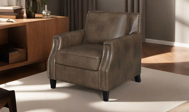 Leaton Upholstered Recessed Arm Chair Brown Sugar