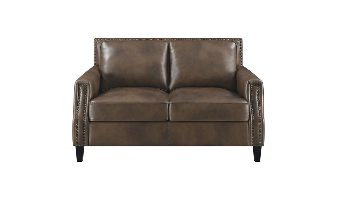 Leaton Upholstered Recessed Arm Loveseat Brown Sugar