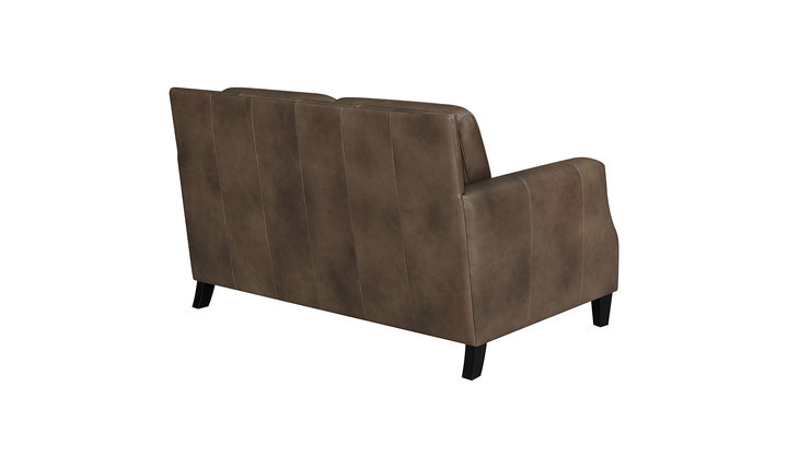 Leaton Upholstered Recessed Arm Loveseat Brown Sugar