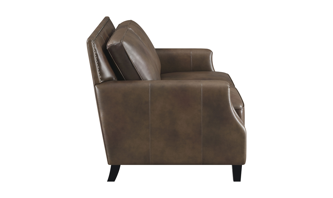 Leaton Upholstered Recessed Arm Loveseat Brown Sugar