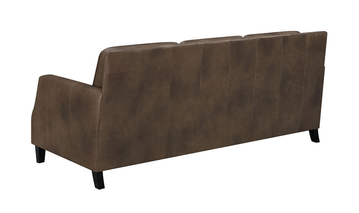 Leaton Upholstered Recessed Arm Sofa Brown Sugar