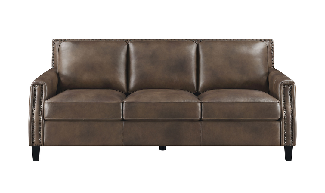 Leaton Upholstered Recessed Arm Sofa Brown Sugar