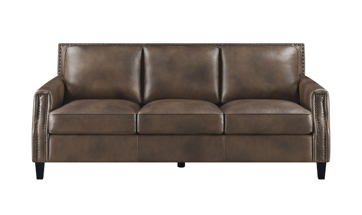 Leaton Upholstered Recessed Arm Sofa Brown Sugar