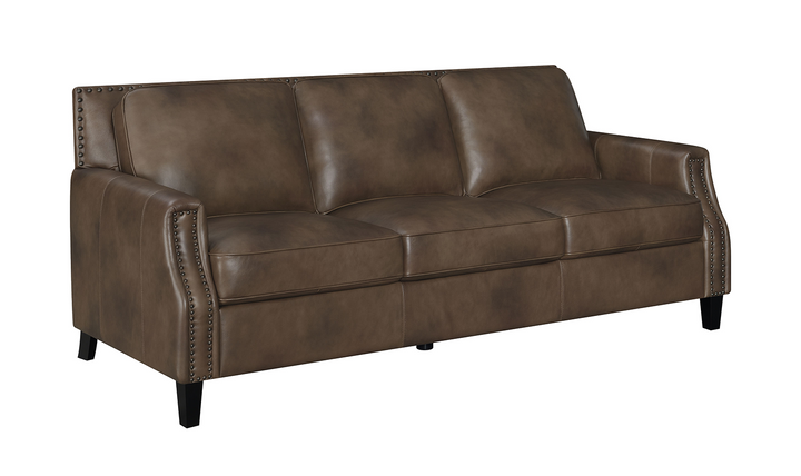 Leaton Upholstered Recessed Arm Sofa Brown Sugar