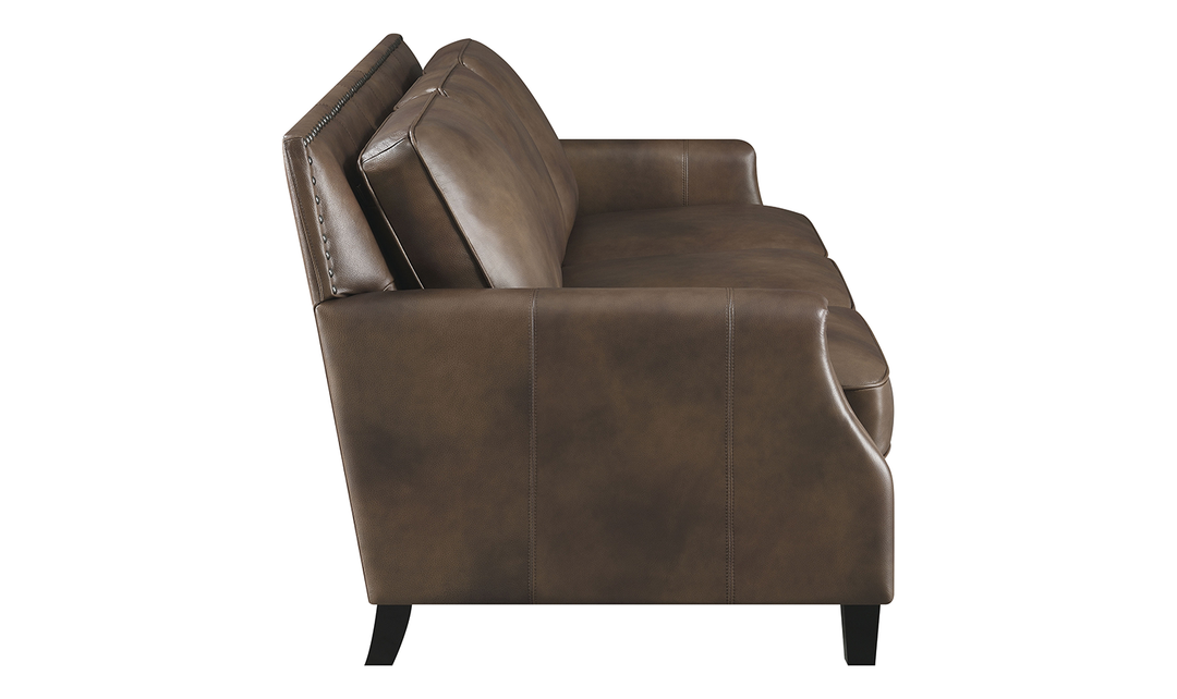 Leaton Upholstered Recessed Arm Sofa Brown Sugar