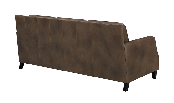 Leaton Upholstered Recessed Arm Sofa Brown Sugar