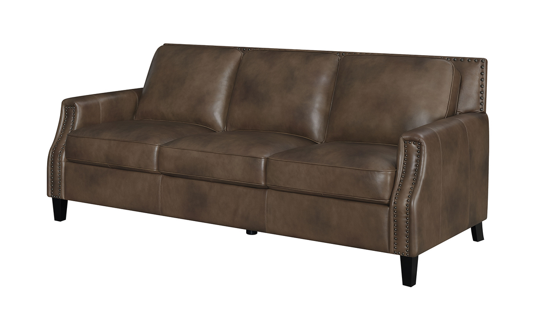 Leaton Upholstered Recessed Arm Sofa Brown Sugar