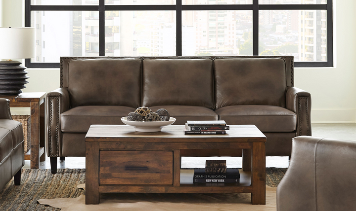 Leaton Upholstered Recessed Arm Sofa Brown Sugar