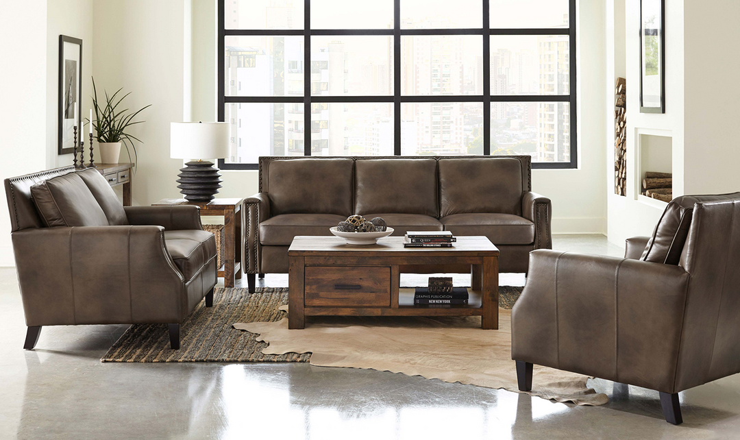 Leaton Upholstered Recessed Arm Sofa Brown Sugar