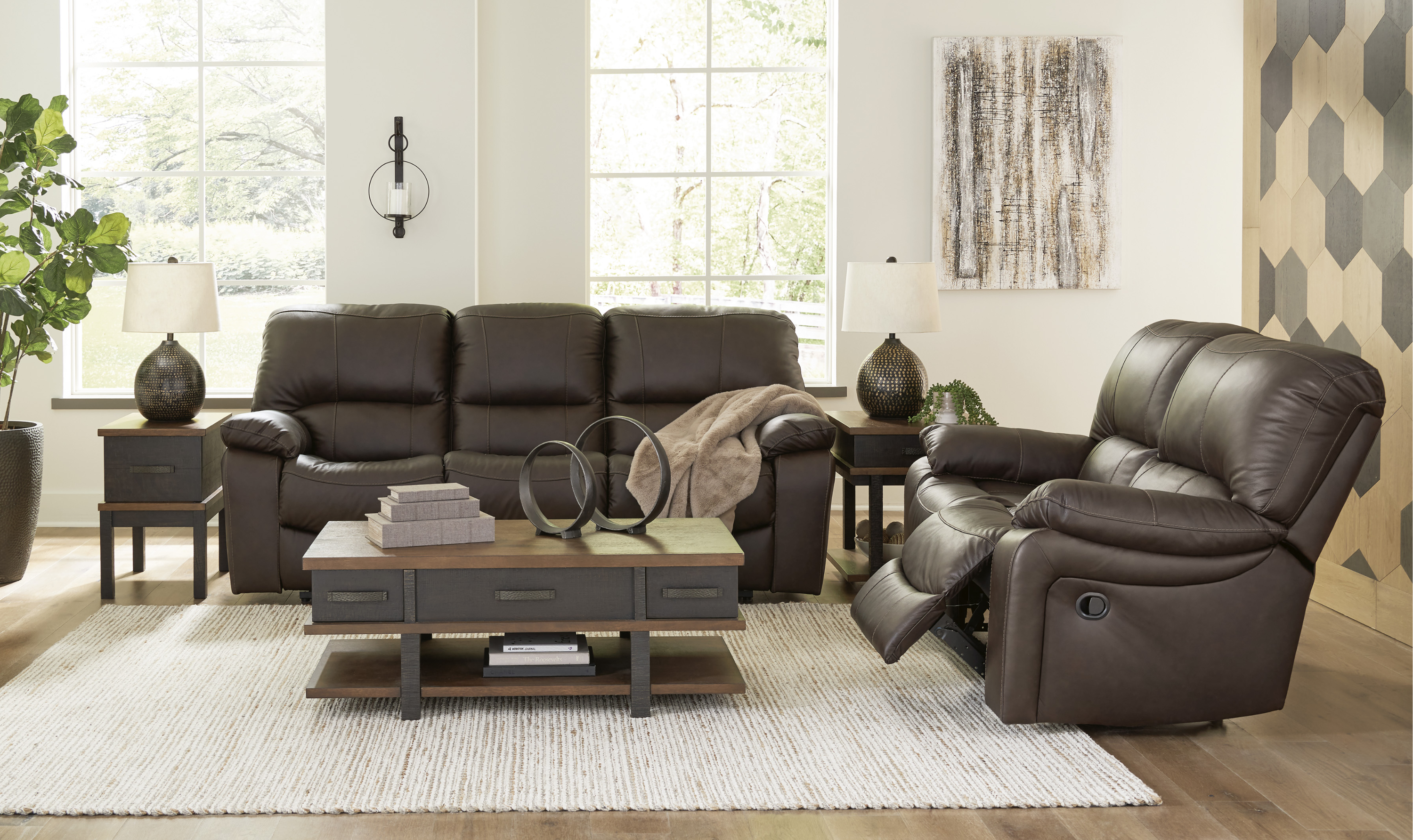 Modern Heritage Leesworth Dark Brown 3-Seater Power Reclining Sofa in Leather