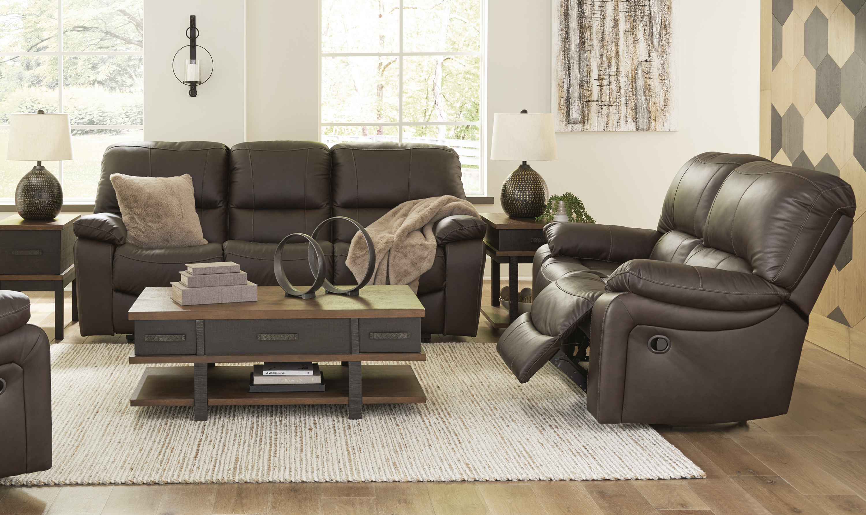 Modern Heritage Leesworth Dark Brown 3-Seater Power Reclining Sofa in Leather