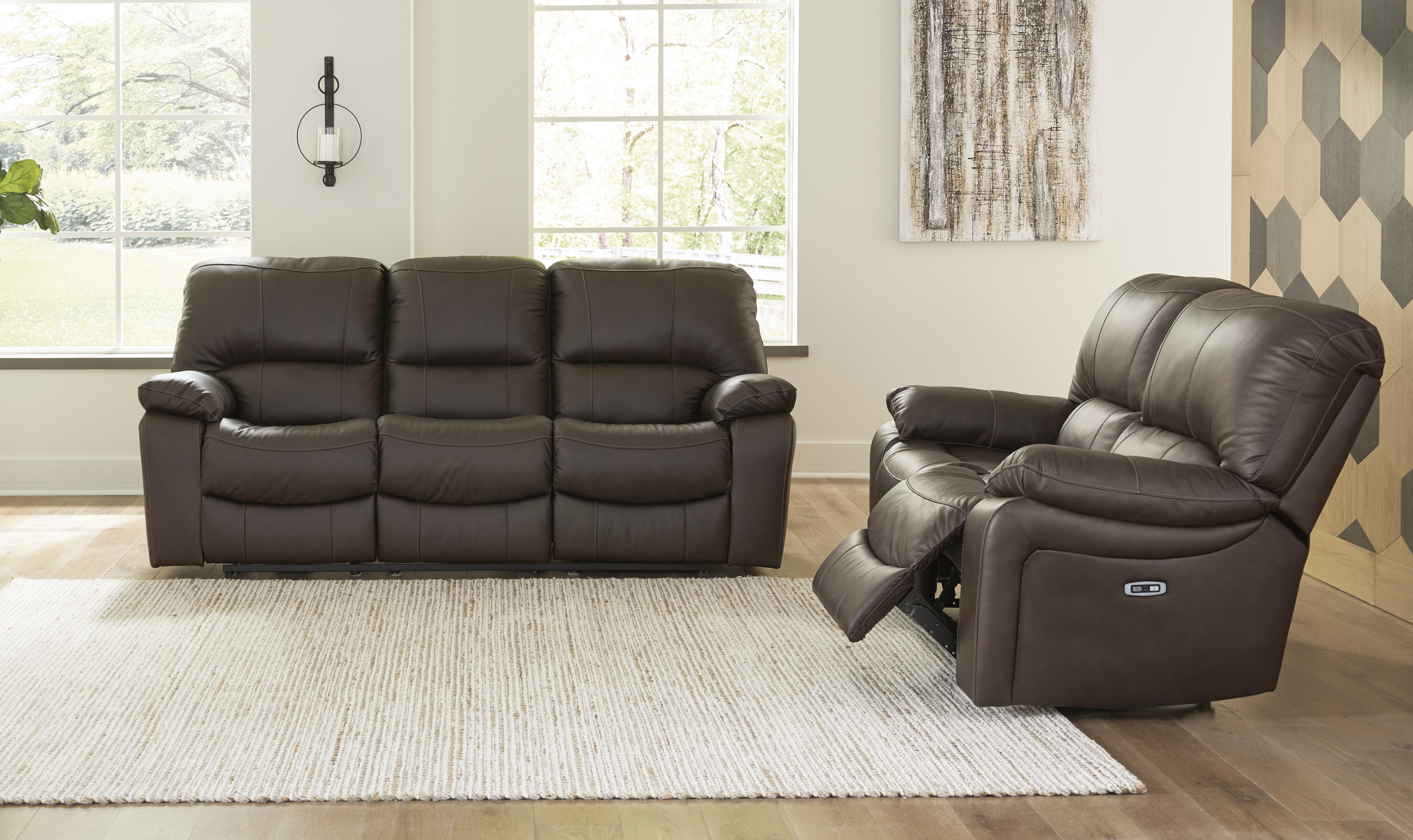 Modern Heritage Leesworth Leather Power Recliner Living Room Set