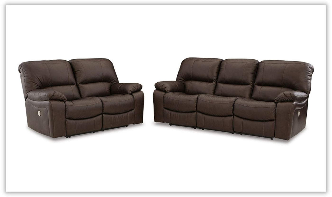 Leesworth Power Recliner Living Room Set in Dark Brown