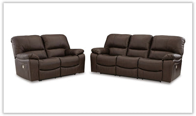 Leesworth Power Recliner Living Room Set in Dark Brown