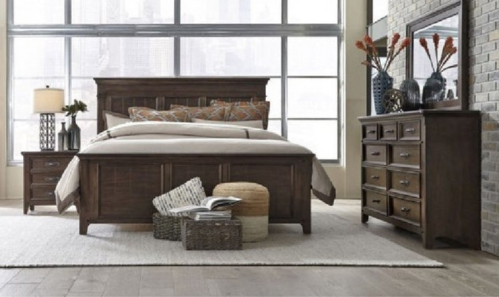 Liberty Furniture Saddlebrook King Panel Bed in Tobacco Finish-jennifer furniture