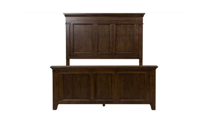 Liberty Furniture Saddlebrook King Panel Bed in Tobacco Finish