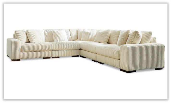 Modern Heritage Lindyn 5 Pieces Fabric Sectional with Chaise