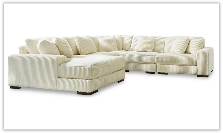 Modern Heritage Lindyn 5 Pieces Fabric Sectional with Chaise