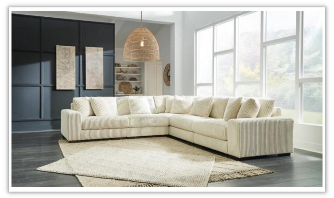 Modern Heritage Lindyn 5 Pieces Fabric Sectional with Chaise