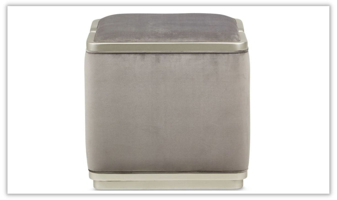 AICO Linea Ottoman Gray Pearl Silver Mist